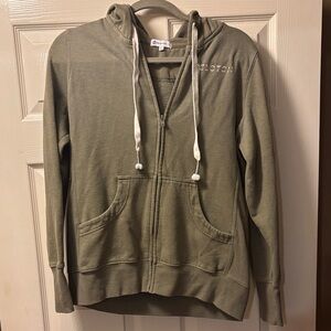 Peloton Sage Green Hoodie with Zip and Drawstrings